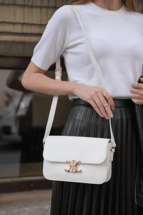 Kadın Tokalı Omuz Ve Çapraz Askılı Beyaz Çanta