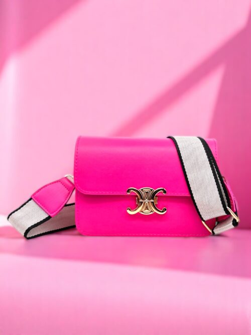 Kadın Tokalı Omuz Ve Çapraz Askılı Fuşya Çanta