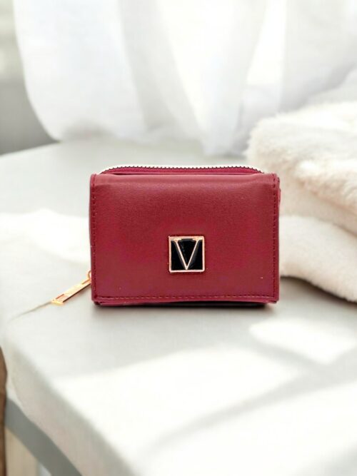 Bordo Fermuarlı Mıknatıslı Mini Kadın Cüzdan