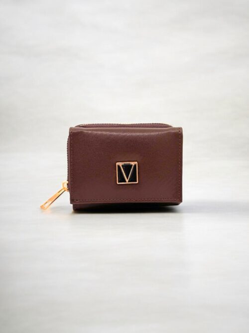 Kahverengi Fermuarlı Mıknatıslı Mini Kadın Cüzdan