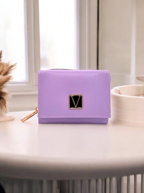 Lila Fermuarlı Mıknatıslı Mini Kadın Cüzdan