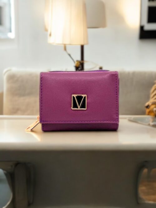 Mor Fermuarlı Mıknatıslı Mini Kadın Cüzdan