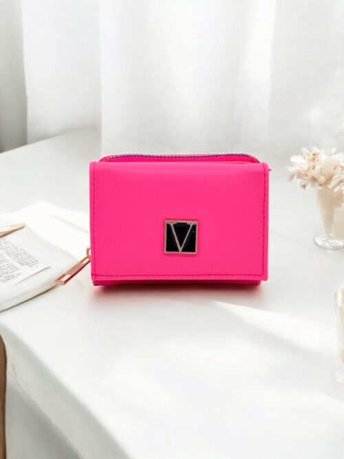 Fuşya Fermuarlı Mıknatıslı Mini Kadın Cüzdan