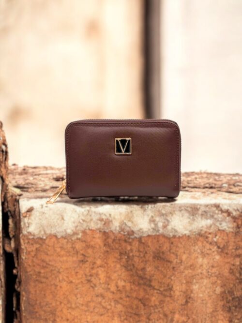 Kahverengi Fermuarlı Şık Kadın Cüzdan Kartlık