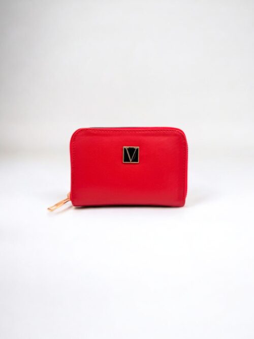 Kırmızı Fermuarlı Şık Kadın Cüzdan Kartlık