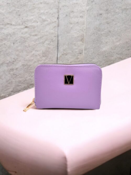 Lila Fermuarlı Şık Kadın Cüzdan Kartlık