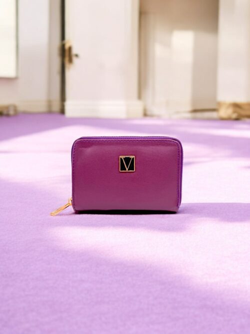 Mor Fermuarlı Şık Kadın Cüzdan Kartlık