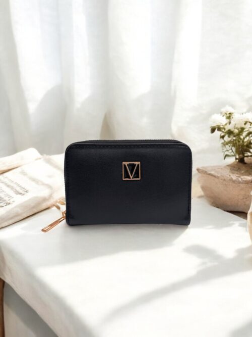 Siyah Fermuarlı Şık Kadın Cüzdan Kartlık