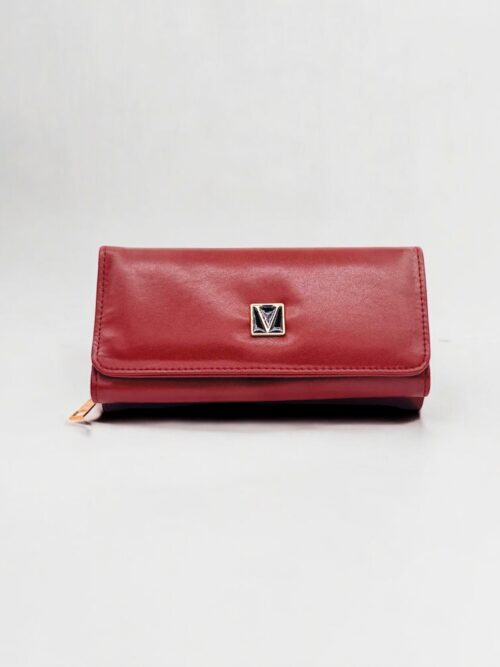 Telefon Sığabilen Fermuarlı Büyük Boy Şık Bordo Kadın Cüzdan