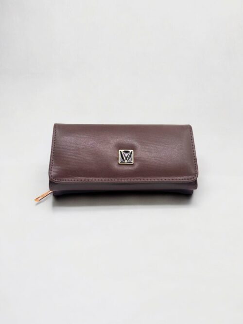 Telefon Sığabilen Fermuarlı Büyük Boy Şık Kahverengi Kadın Cüzdan