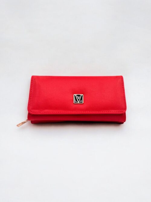 Telefon Sığabilen Fermuarlı Büyük Boy Şık Kırmızı Kadın Cüzdan