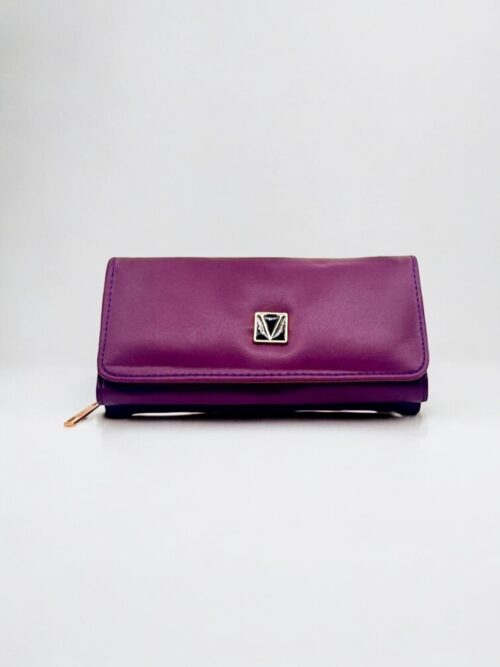 Telefon Sığabilen Fermuarlı Büyük Boy Şık Mor Kadın Cüzdan