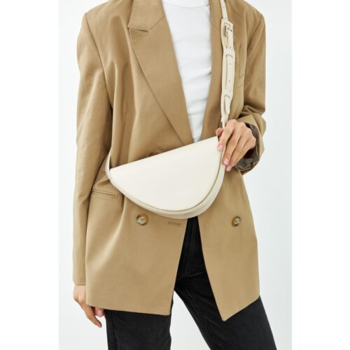 Kadın Çapraz Askılı Asimetrik Krem Çanta