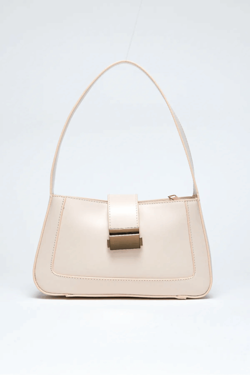 Kadın Kısa Askılı Tokalı Krem Omuz Çantası