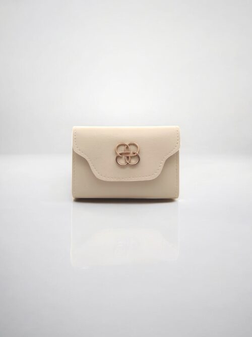 Krem Kadın Akordiyonlu Kartlık Cüzdan