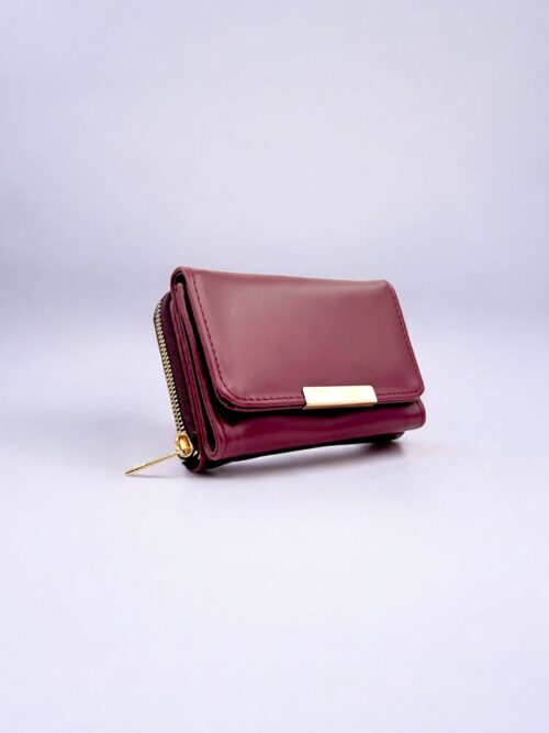 Kadın Fermuarlı Bozuk Para Bölmeli Kapaklı Bordo Cüzdan