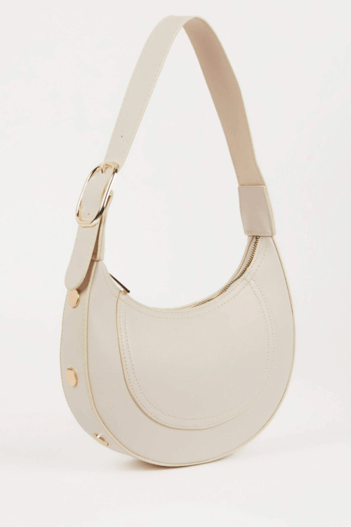 Kadın Krem Suni Deri El ve Omuz Çantası