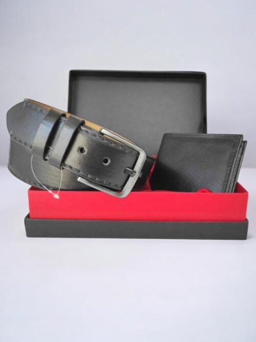 Özel Hediye Kutulu 2'li Set Hediyelik Şık Suni Deri Erkek Kot Kemer Cüzdan Seti