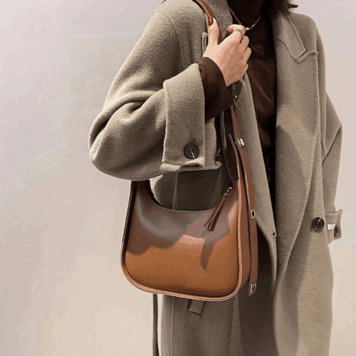 Kadın Baget Uzunluk Ayarlı 4 Kademeli Taba Omuz Çantası