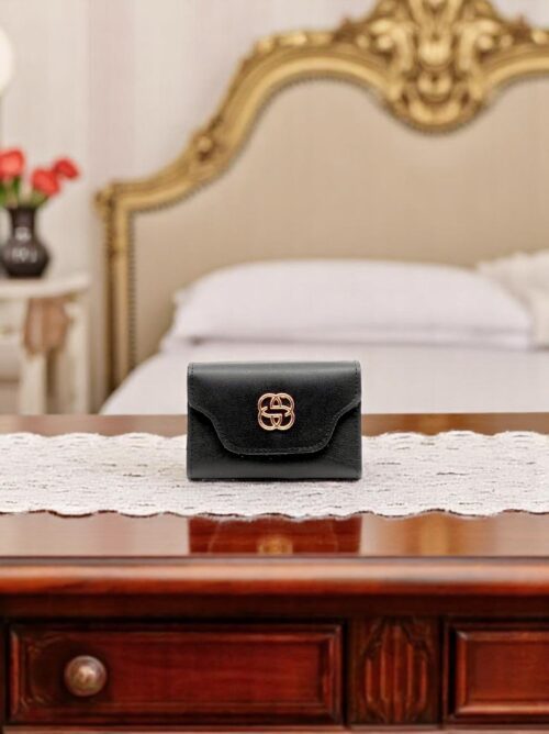 Siyah Kadın Akordiyonlu Kartlık Cüzdan