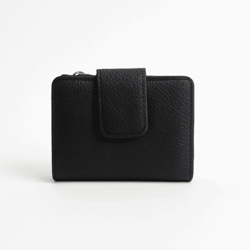 Kadın Fermuarlı Kartlıklı Cüzdan - Deri Görünümlü, Bozuk Para Gözlü