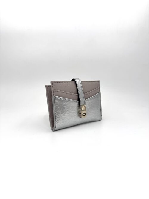 Kadın Gri Cüzdan – Fermuarlı, Çok Bölmeli, Yılan Desenli Deri Görünümlü, Kartlık ve Para Bölmeli Model