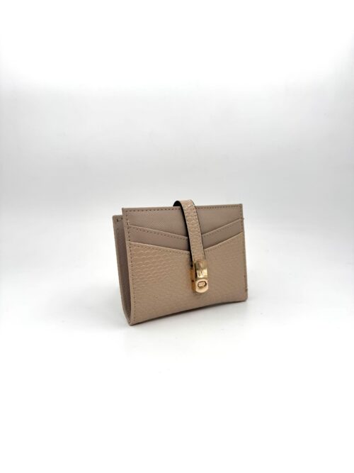 Kadın Vizon Cüzdan – Fermuarlı, Çok Bölmeli, Yılan Desenli Deri Görünümlü, Kartlık ve Para Bölmeli Model