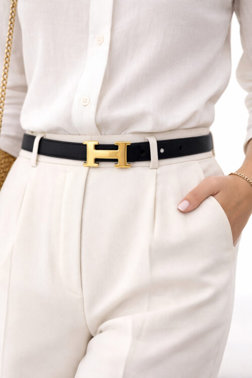 H Gold Tokalı İnce Kadın Siyah Kemer – Şık ve Minimal Günlük Kombin Tamamlayıcı