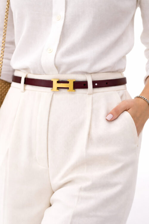 H Tokalı İnce Kadın Bordo Kemer – Şık ve Minimal Günlük Kombin Tamamlayıcı