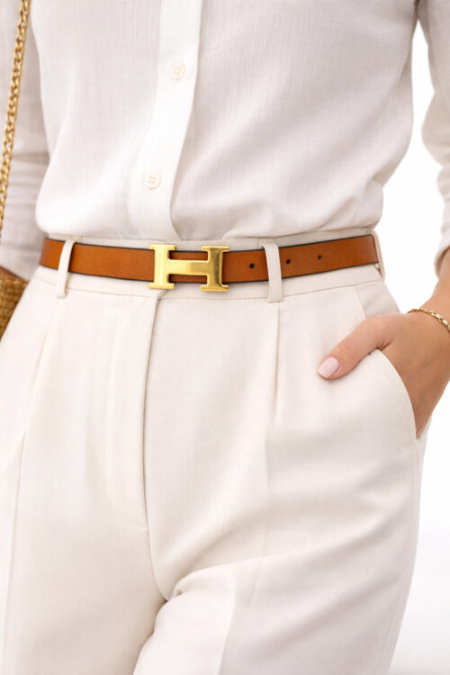 H Tokalı İnce Kadın Taba Kemer – Şık ve Minimal Günlük Kombin Tamamlayıcı