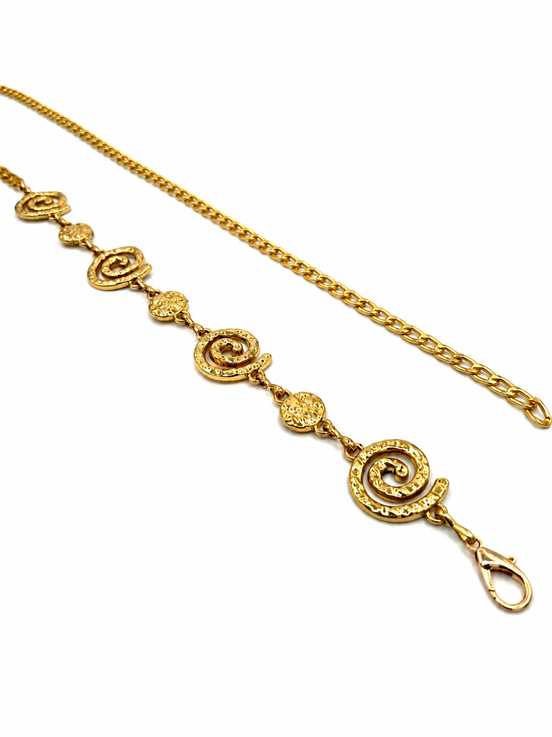 Kadın Gold Zincir Kemer – Spiral Desenli Metal Bel Kemeri – Elbise ve Tunik Aksesuarı - Görsel 3