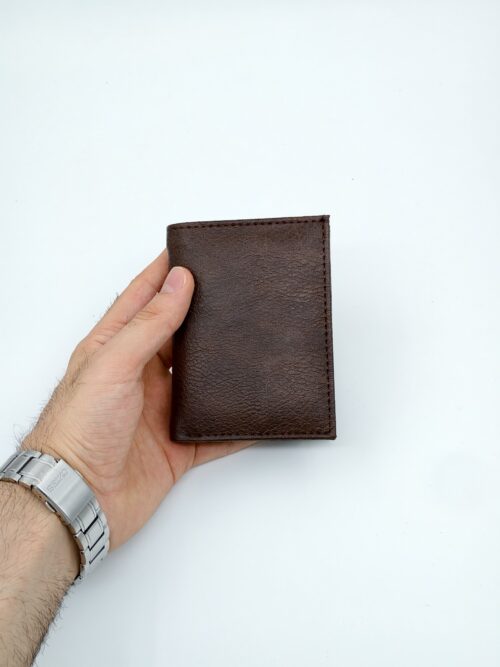 Kartvizitlikli Klasik İnce Dikey Çok Bölmeli Cüzdan Kahverengi Erkek Cüzdanı